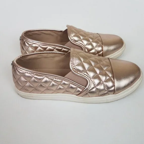 Steve Madden Zaander Pink Rose Gold Shiny Faux Leather Slip On Loafers - Picture 4 of 16